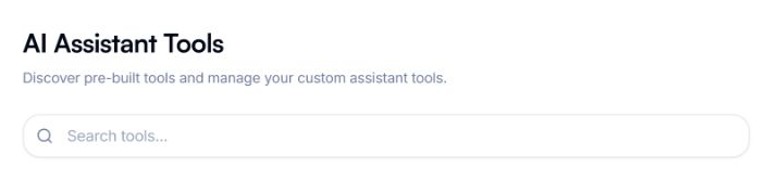 AI Assistant Tools catalogue heading and Search tools field.