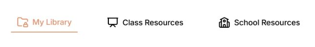 Resources & Uploads library tabs: My Library, Class Resources and School Resources.